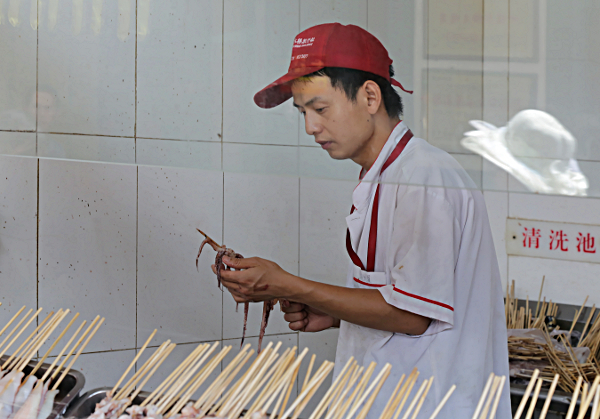 Beijing - Skewering octopus tenticles