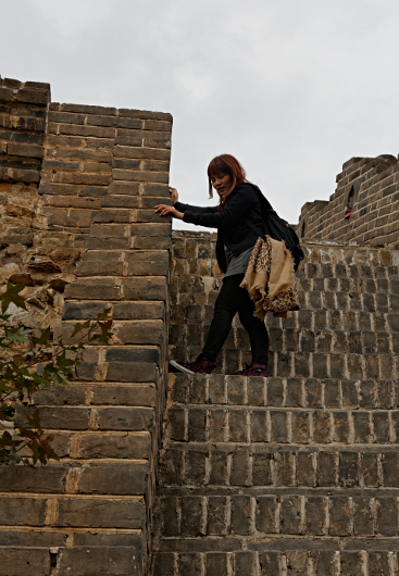 Great Wall of China at Mutianyu
 - Carefully descending steep stairs