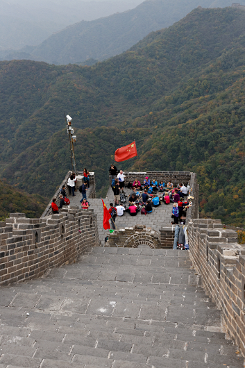 Great Wall of China at Mutianyu
 - Descent back to the rest spot. - From here the descent is far steeper