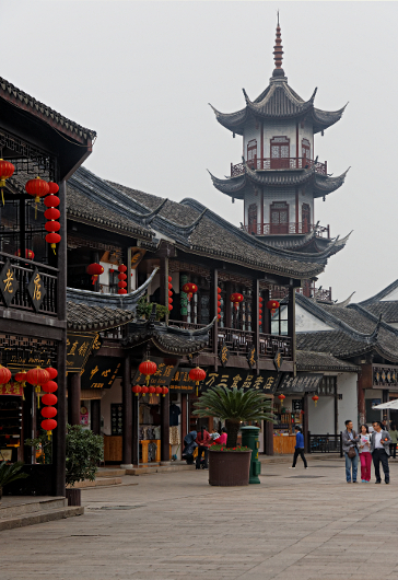 Shanghai Water Towns - Pagoda and Shops