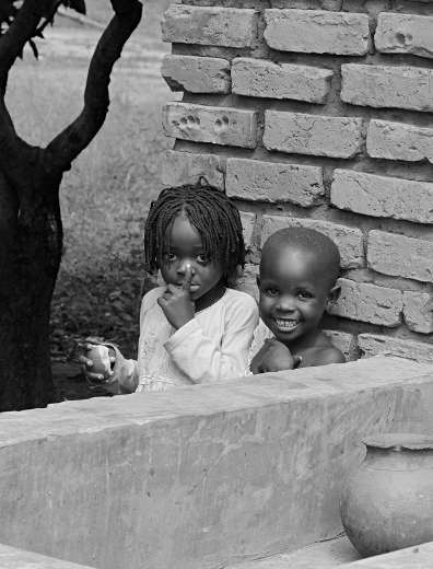 Africans in Black & White - Little Girls from the Abayudaya Tribe, Putti, Uganda