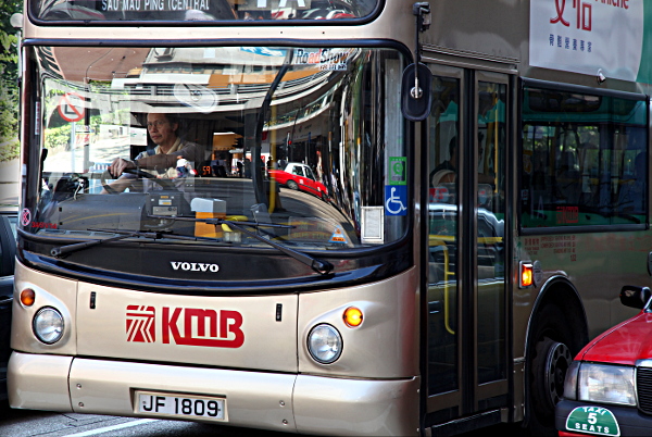 Hong Kong - Double Decker Bus and Cab