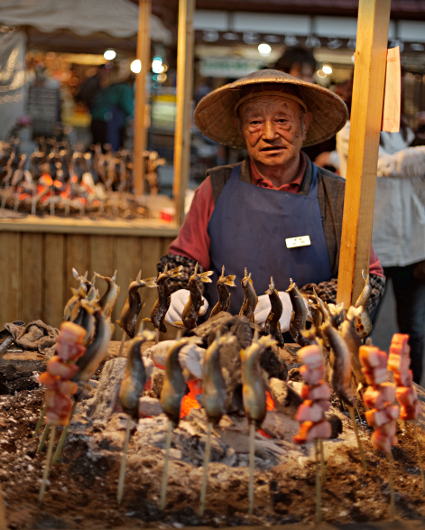 Nikko -- at the Shrine of Shogun Tokugawa Ieyasu and his grandson Iemitsu - Fish Smoker at Kegon Falls