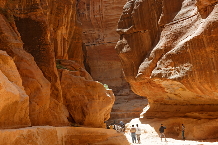 Petra - People walking through the Siq