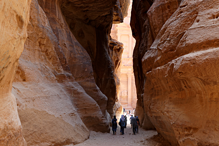 Petra - Exiting the Siq towards the Treasury