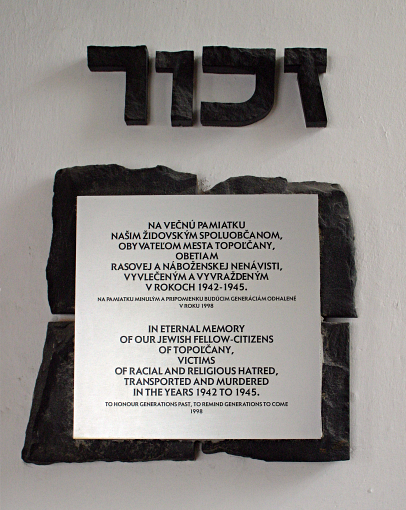 Slovakia Weather - Memorial Plague inside the Status Quo Synagogue in Topolcany - the only Jewish sign we found in Topolcany outside of the Jewish Cemetery. -  - The plaque mentions the fate of our 