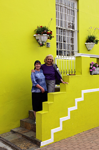 Cape Town - Jean and Jill Outside Yellow House, Cape Town