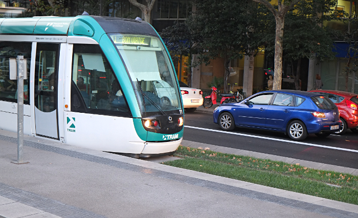 A day in Barcelona - Tram on Passeig de Gracia