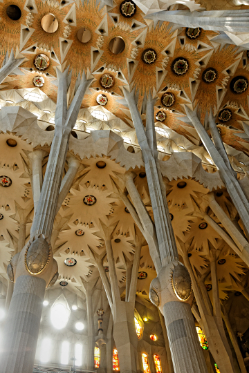 Gaudi's Sagrada Familia in Barcelona - Not all the stained glass windows are ready