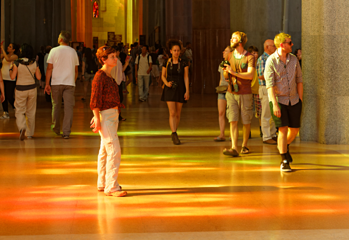 Gaudi's Sagrada Familia in Barcelona - The warm light of stained glass windows