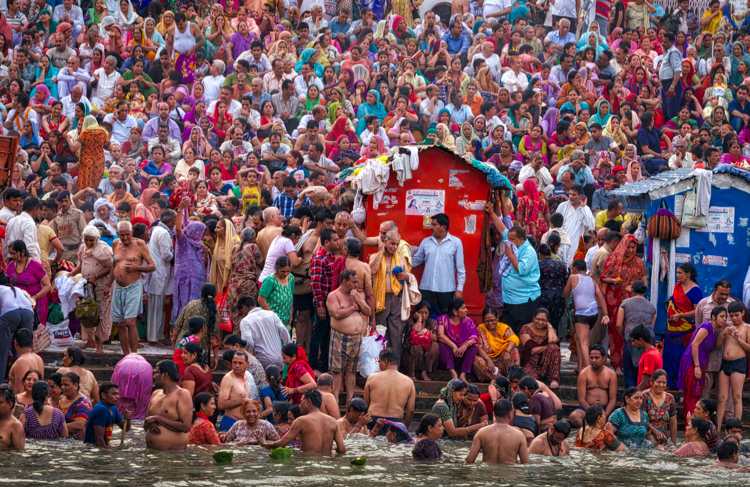 India 2015 - Immersing in the Ganga, Haridwar