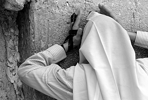 Yerushalayim - Jerusalem, the Kotel and the Temple Mount -- Har haBayit - Supplication at the Kotel, Western Wall, under a Talith, Prayer Shawl