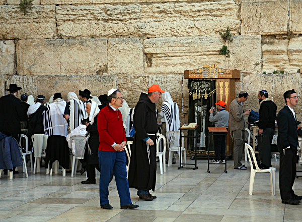 Yerushalayim - Jerusalem, the Kotel and the Temple Mount -- Har haBayit - A Monk at the Kotel, Western Wall