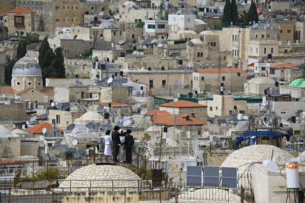 Yerushalayim - Jerusalem, the Kotel and the Temple Mount -- Har haBayit - Looking towards the Kotel, Western Wall, from the Jewish Quarter of Jerusalem