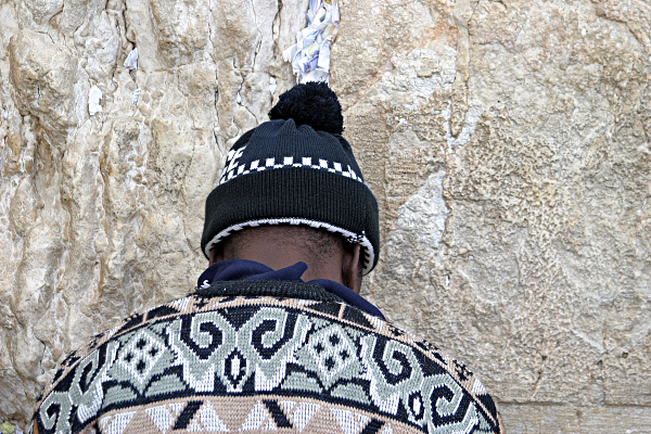 Yerushalayim - Jerusalem, the Kotel and the Temple Mount -- Har haBayit - Pom Pom Beanie  at the the Kotel, Western Wall
